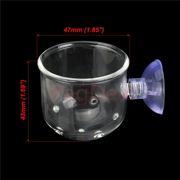 Большая стеклянная чашка для кормления с отверстием рыбной пищи всасыванием