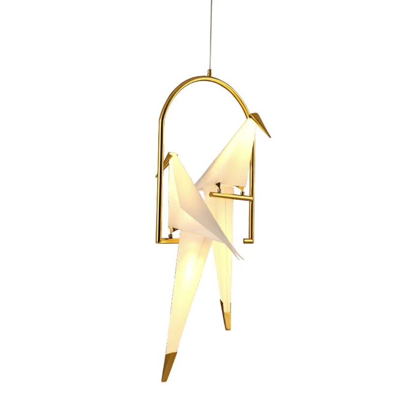 

Contemporary Paper Crane Led Metal Pendant Lamp Light Fixtures Loft Living Room Dining Room Bedroom Bird Design Hanging Lamp