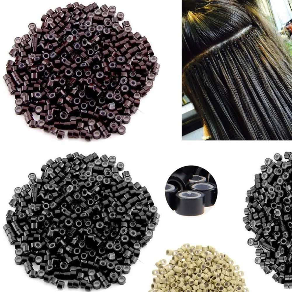 

Hair Rings silicone Micro Ring 1000PCS 5.0mm aluminum hair extension buckle hair ring Hair Beads Hair Extension Tools