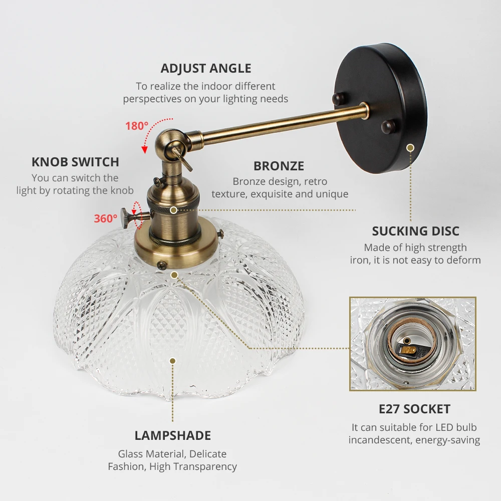 Стеклянная настенная лампа современное прозрачное Бра В скандинавском стиле