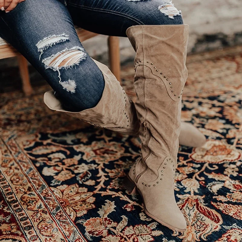 Новые женские сапоги PUIMENTIUA Черные Сапоги выше колена сексуальные осенне-зимние