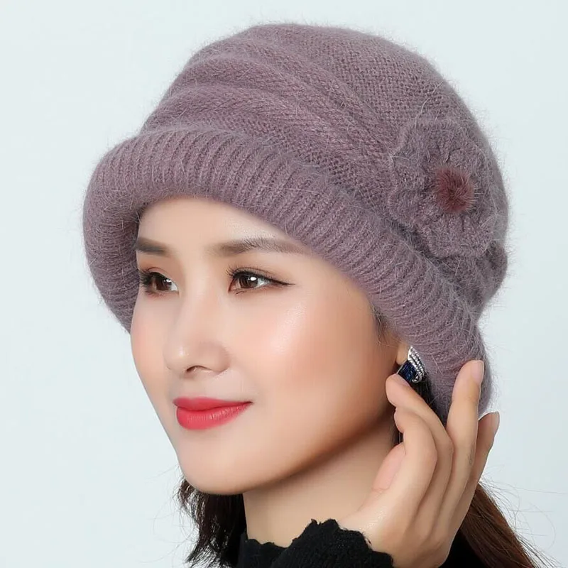 SUOGRY Hat Beanie Женская осенне-зимняя теплая шапка Лыжная шапочка Женская лыжная вязаная шапка полосатый капот Femme меховая женская шапка