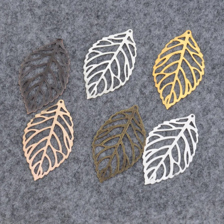 Бесплатная доставка розничная продажа 50 шт. филигранные листья металлические