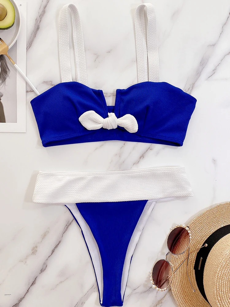 

ZTVitality Bow Sexy Bikinis Push Up Bikini 2021 New Arrival Padded Bra V-Neck High Waist Swimsuit Female Swimwear Women Biquini