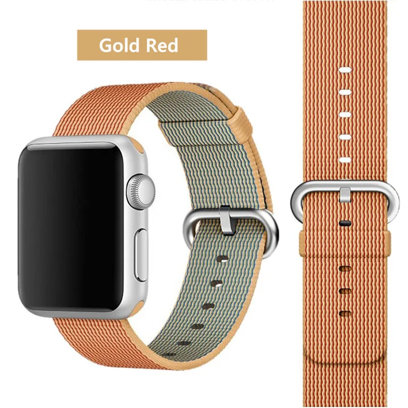 Gold Red 5 Ремешок EIMO Nato для apple watch, ремешок 44 мм, 40 мм, apple watch 5, 4, 3, 2, iwatch, ремешок 42 мм, 38 мм, плетеный нейлоновый браслет correa, ремешок для часов - Цвет ремешка: Gold Red 5