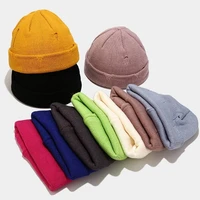 broken hole dome knitted hat fashion core spun yarn solid color warm melon skin hat
