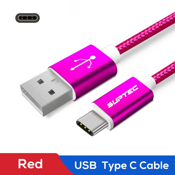 SUPTEC usb type-C кабель 3A провод для быстрого заряда USB-C кабель для передачи данных Quick Charge 3,0 шнур для samsung S9 S8 Xiaomi mi9 type-C устройств - Цвет: Pure Red