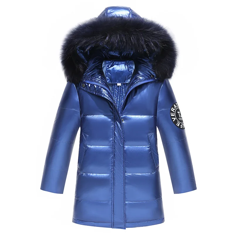

Teen Girls Shiny Duck Down Coats Russian WInter Kids Long Jackets for Girl 5-16Y Teenagers Snow Wear Parka SKi Outerwear Clothes