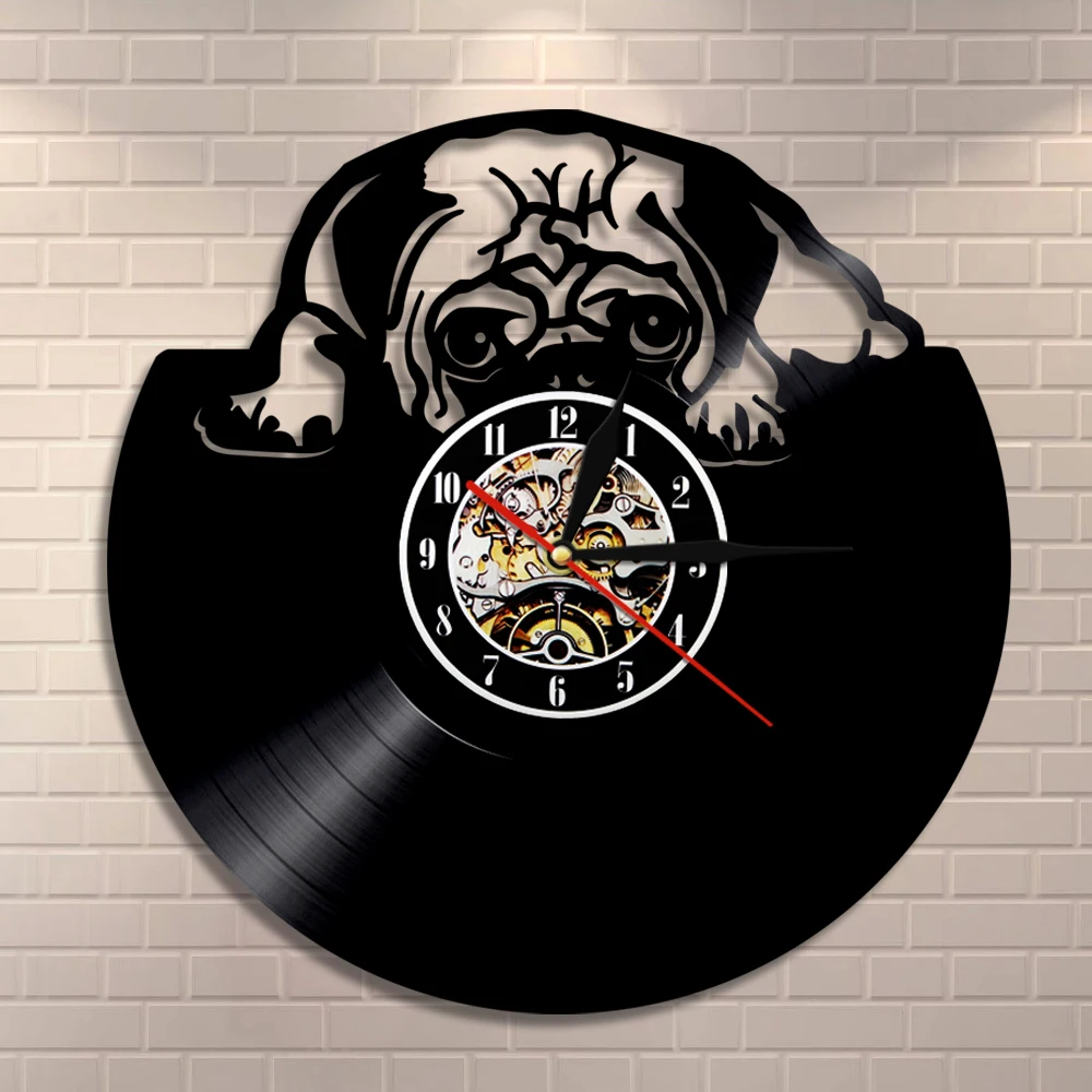 Настенные часы loing British Bulldog на заказ Настенный декор для щенков и собак виниловая