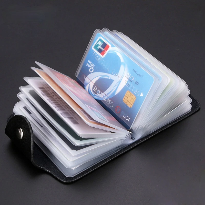 

Hasp Leather 24 Slots Bits Business Card Bag Card Case Men Women ID Holders Bank Credit Card Organizer Bags Passport Card Wallet