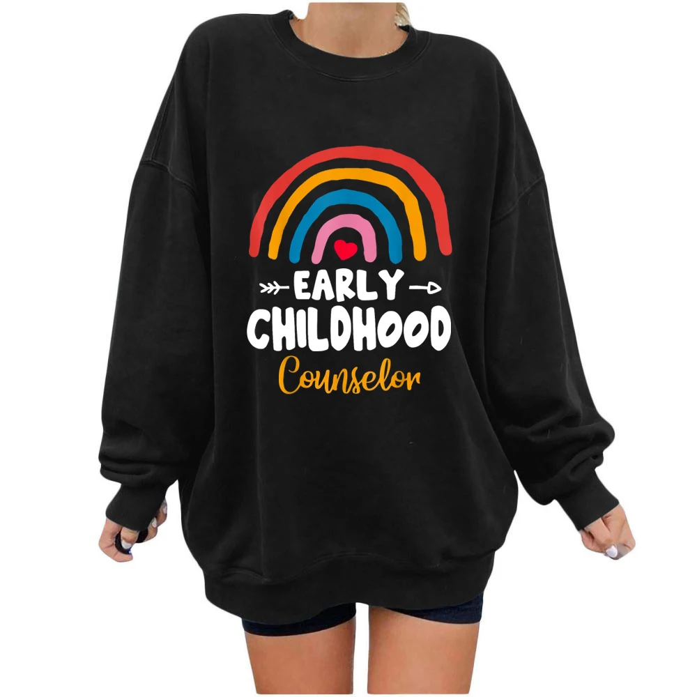 

Teacher Early Childhood Counselor Preschool Head Start Crew Sweatshirt Funny Teacher Long Sleeves Top Teacher's Day Sweatshirt