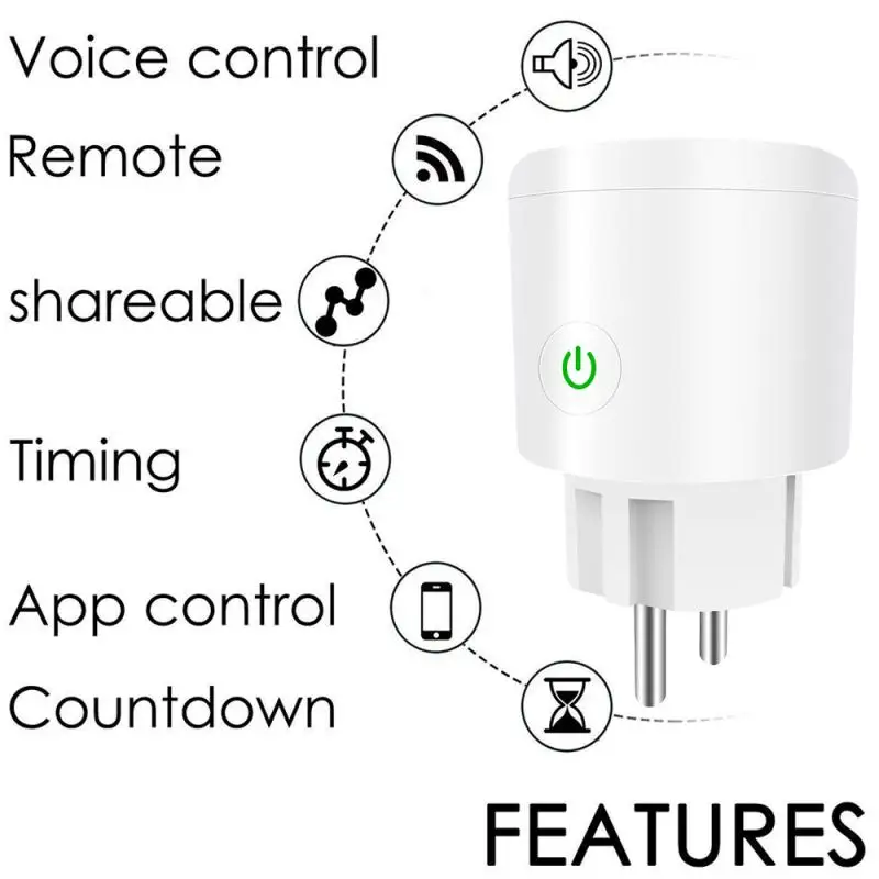 

16A EU Smart Wifi Power Plug With Power Monitor Smart Home Wifi Wireless Socket Outlet Works With Alexa Google Home Tuya App
