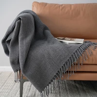 tongdi soft warm elegant throw lace fringed knitting wool blanket pretty gift for sofa bed girl all season handmade sleeping bag