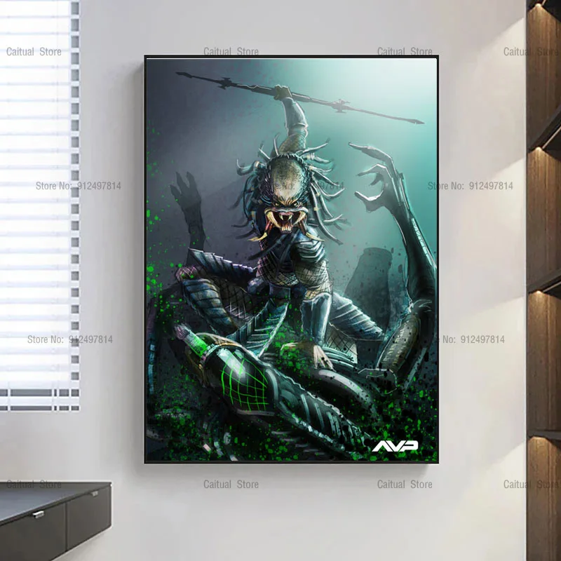 Винтажный инопланетянин против хищника классический Ужасный фильм HD плакаты и