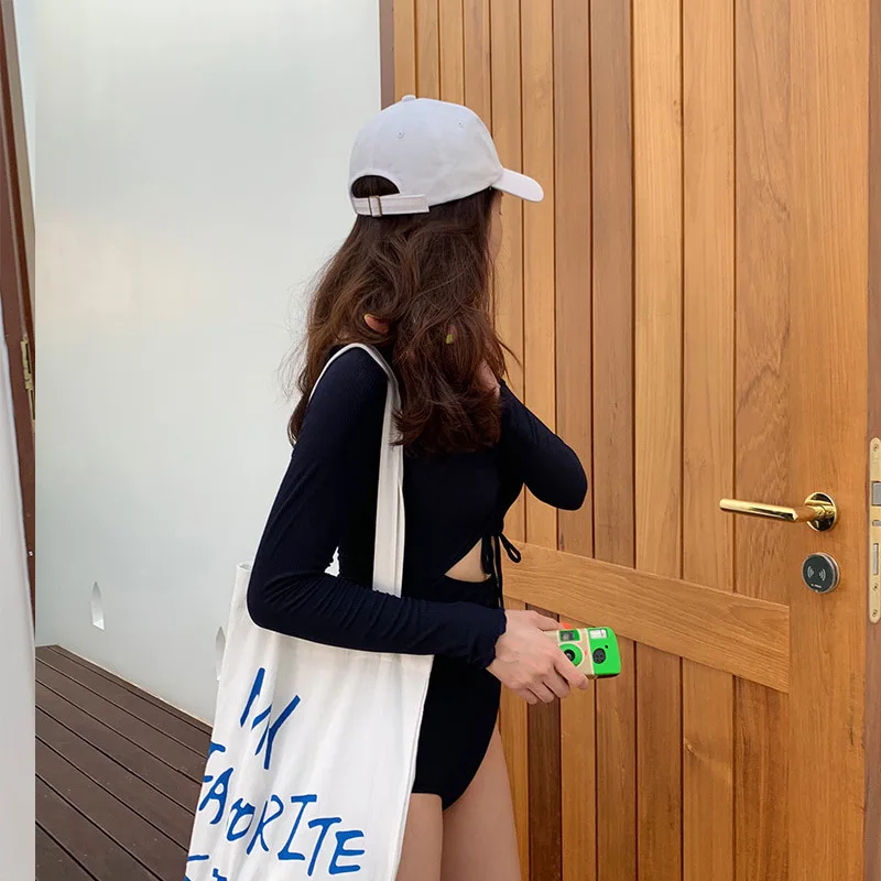 Купальник в помещении женская купальная одежда 2019 женская защитная рубашка для серфинга Корея длинные гарды новой модели с разделенным рукавом высокая талия полиэстер