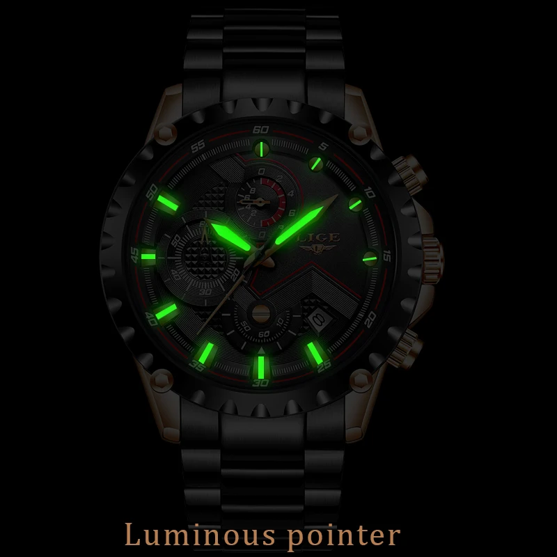 LIGE мужские часы с ремешком из нержавеющей стали кварцевые наручные военные