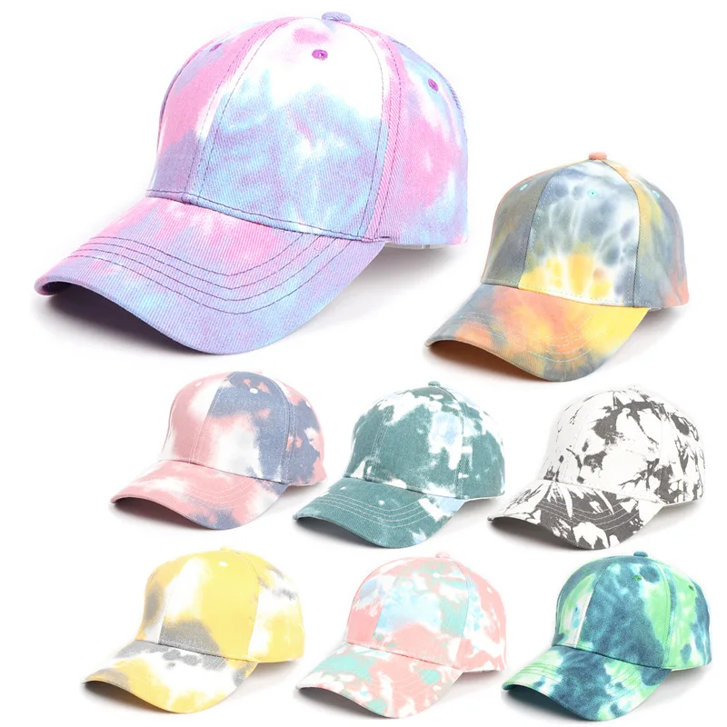

Бейсболка Tie-Dye для мужчин и женщин, Весенняя Кепка, цветная, уличная, регулируемая, с граффити