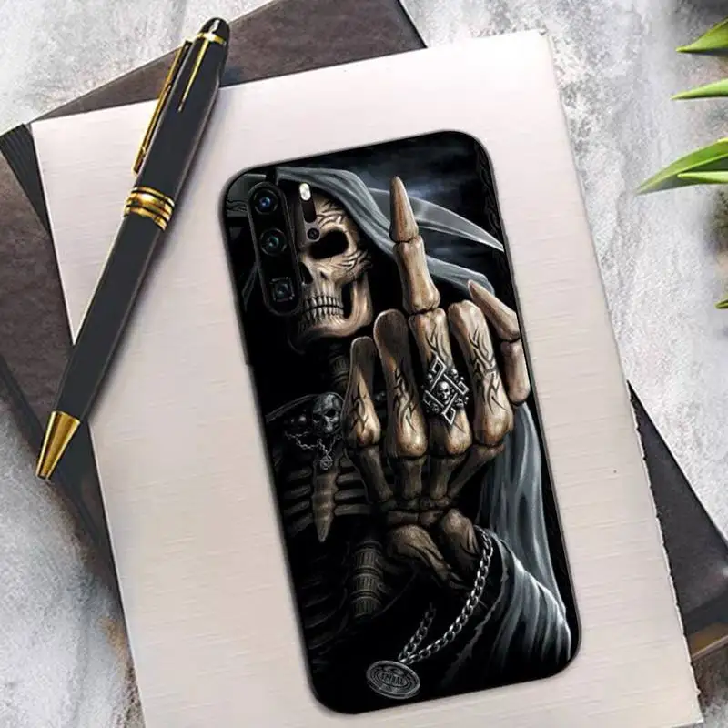 TOPLBPCS Grim Reaper Череп Скелет мягкий чехол для телефона huawei P8 P9 p10 p20 P30 P40 pro lite psmart