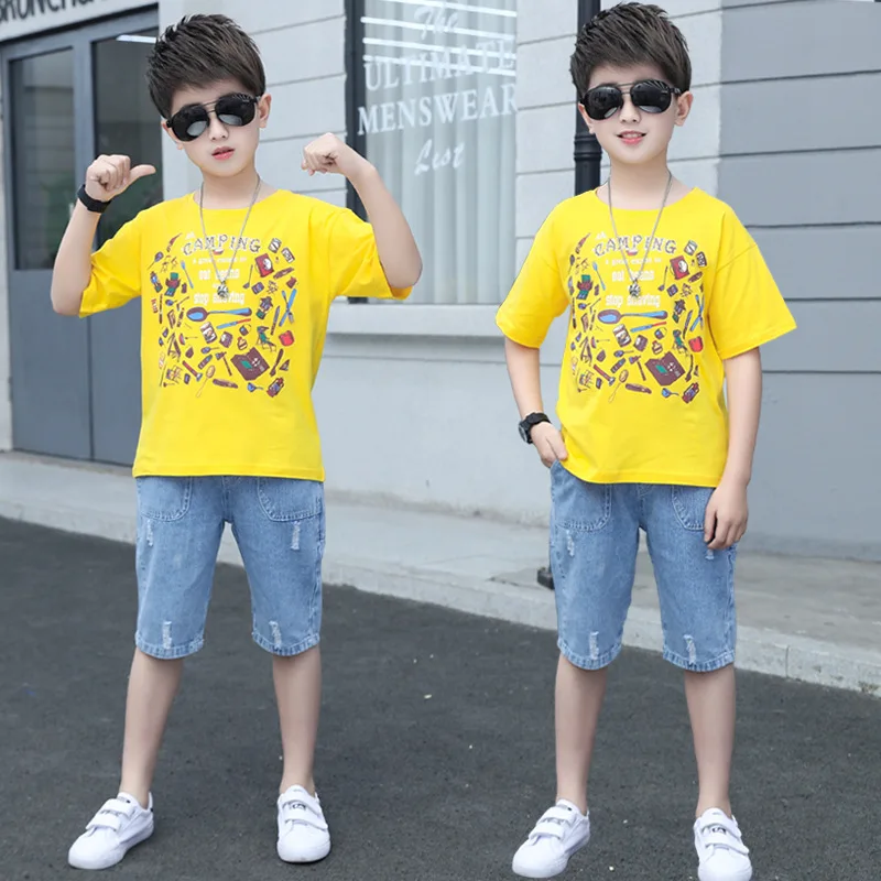 Летняя детская одежда для мальчиков 2020 костюм из 2 предметов с короткими рукавами