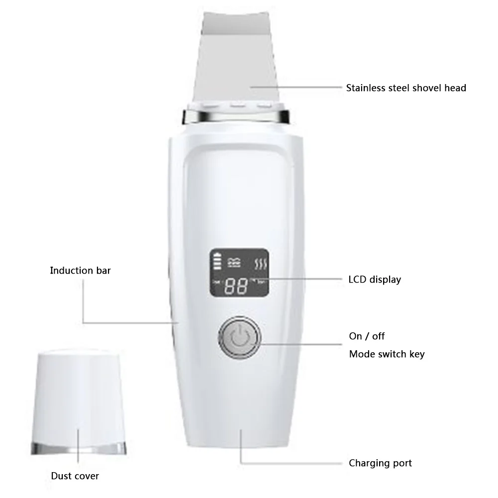 

Ultrasonic Facial Skin Scrubber Cleaner Ion Acne Blackhead Remover Peeling Pore Shovel Cleaner Facial Massager Skin Care Machine