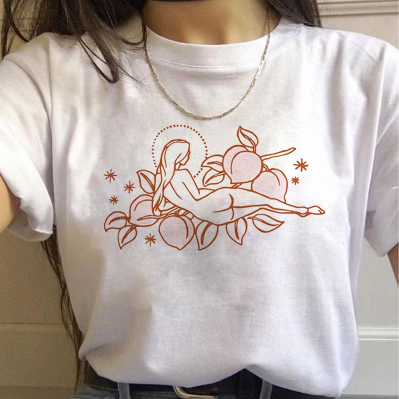 Женская футболка с рисунком персика Харадзюку маленькие свежие топы женская 90s