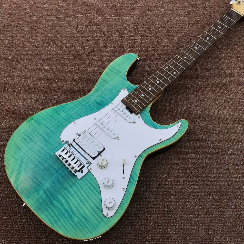 

Custom shop electric guitar Green color tiger flame Rosewood fingerboard guitarra Handmade 6 stings Gitaar