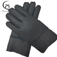 new men winter gloves warm genuine sheep fur gloves for men thermal goat fur cashmere real leather leather snow gloves manual