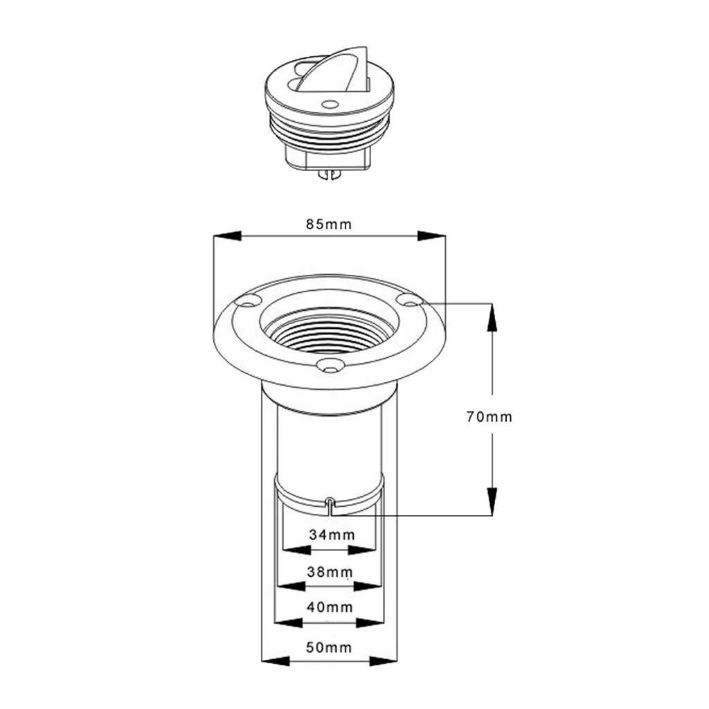 

Nylon Fuel Gas Diesel Deck Filler 38mm 1 1/2'' Socket & Red Cap Flush Mount for Boat Yacht Caravan Truck