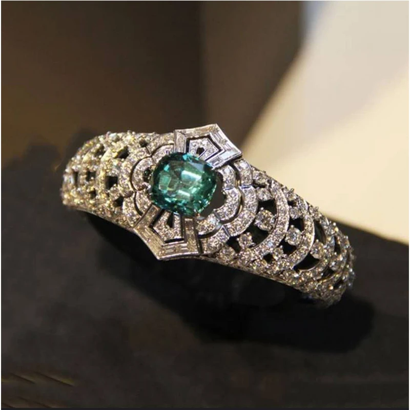 Корона кольцо с зеленым камнем женский свадебный подарок роскошные ювелирные