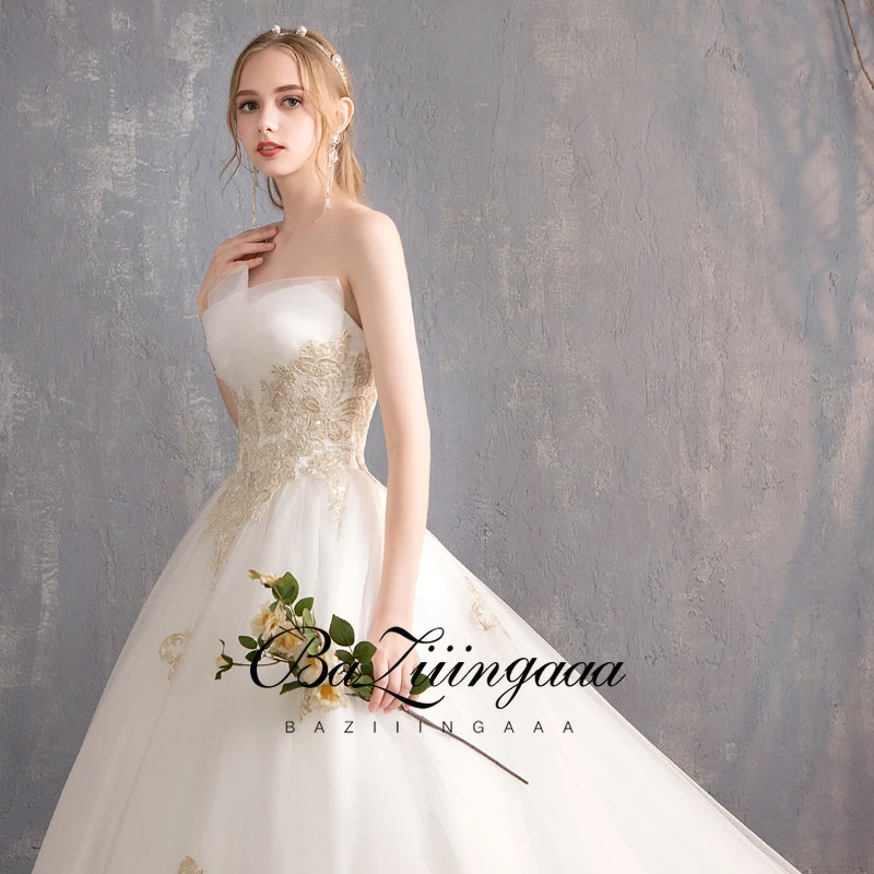 BAZIIINGAAA простое свадебное платье с кружевным рукавом и открытыми плечами подходит