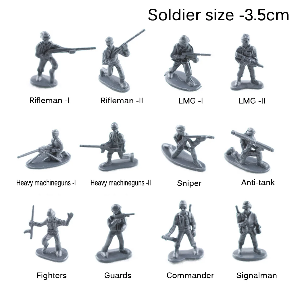 

300pcs/lot Military Soldiers Model 12 Types 3 Colors Action Figure Sandbox Game Toy Soldier Figures Playset Model Toys For Kids