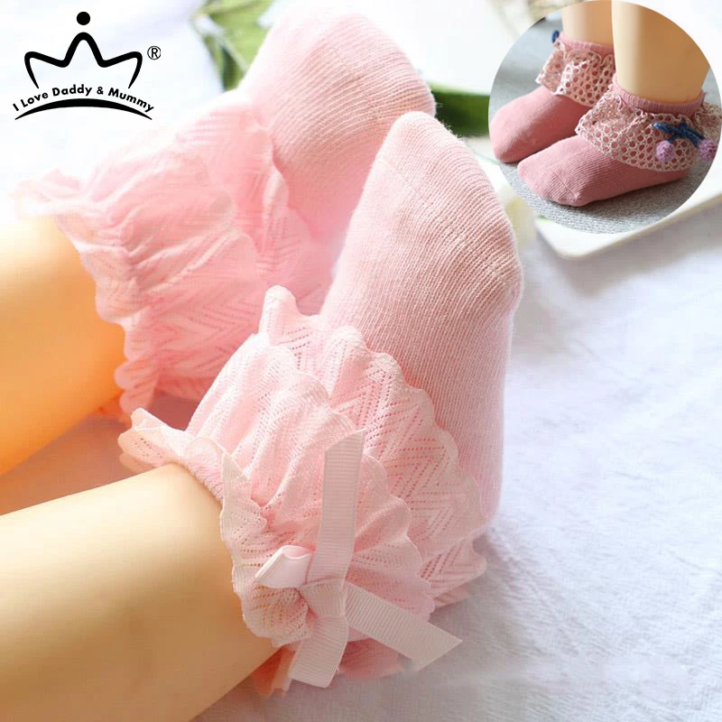 

Summer Autumn Baby Socks Lace Flower Bows Newborn Baby Girl Socks Sweet Princess Girls Cotton Socks