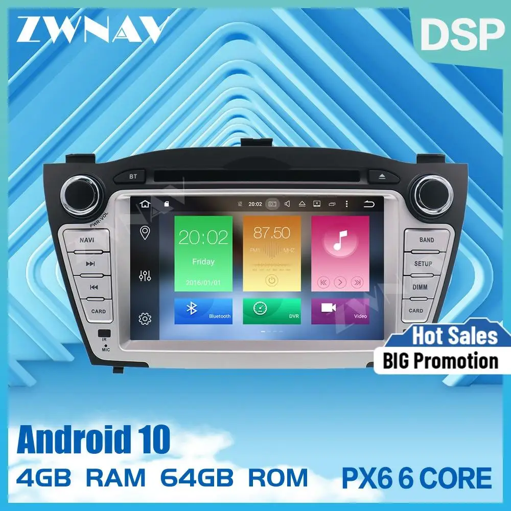 PX6 4 + 64 Android 9 0 Автомобильный мультимедийный плеер GPS 2 Din для Hyundai IX35 TUCSON 2009-2015 Canbus