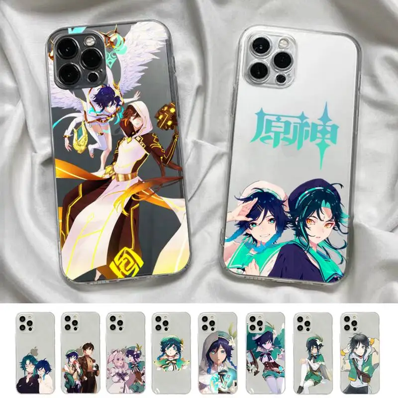 

Game Genshin Impact Venti Cute Phone Case For iPhone X XS MAX 6 6s 7 7plus 8 8Plus 5 5S SE 2020 XR 11 12pro max Clear Coque
