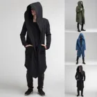 Мужская длинная куртка в темноте, кардиган с капюшоном в стиле ретро, модная одежда, новинка 2022