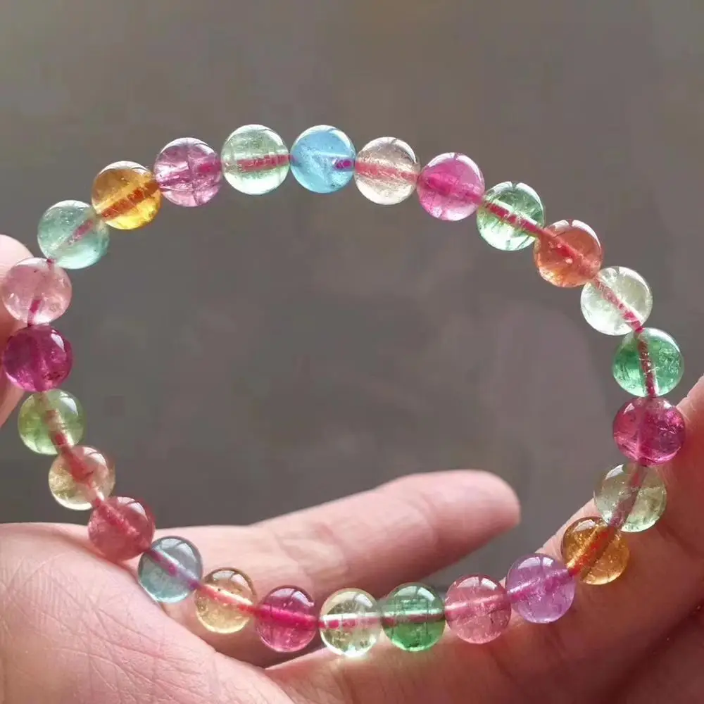 7 2 мм Сертификат натуральный Радужный разноцветный турмалиновый Круглый бисер