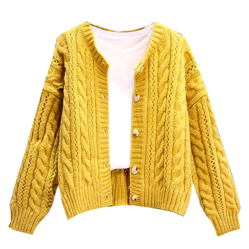 

Thick-line Twist Sweater Cardigan Women's Jacket 2020 New Autumn Thickened Loose Wear Sweater
