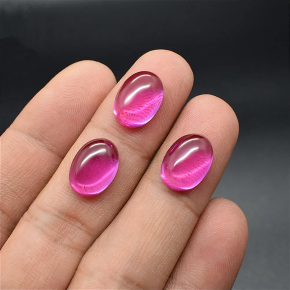 

Pink Ruby Oval Cabochon Smooth Polished Surface Egg Shape Ruby Cabochon Flat Back Multiple Sizes to Choose C55R