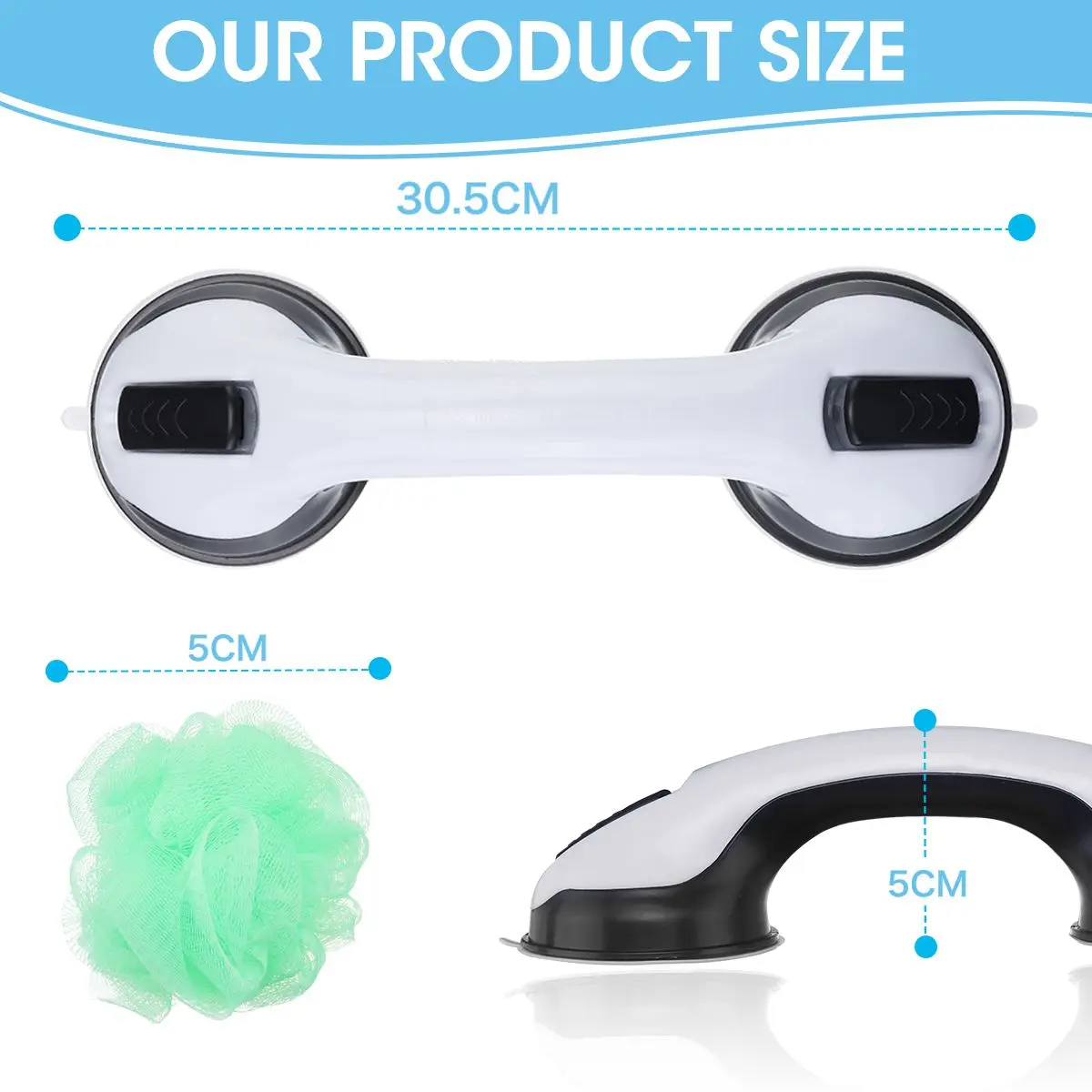 

2 Packs Bathroom Suction Grab Bar Shower Handles Balance Bar Non-slip Safety Hand Rail Senior Assist Bath Handle & Bath ball