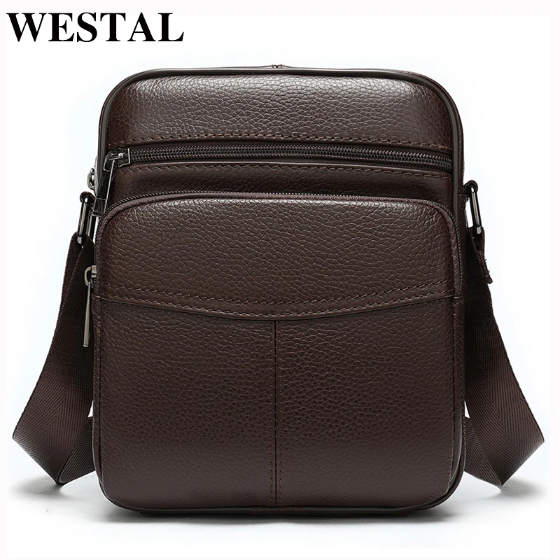 Westal Новинка Повседневная Сумка Мужская Натуральная Кожа Через Плечо Сумки