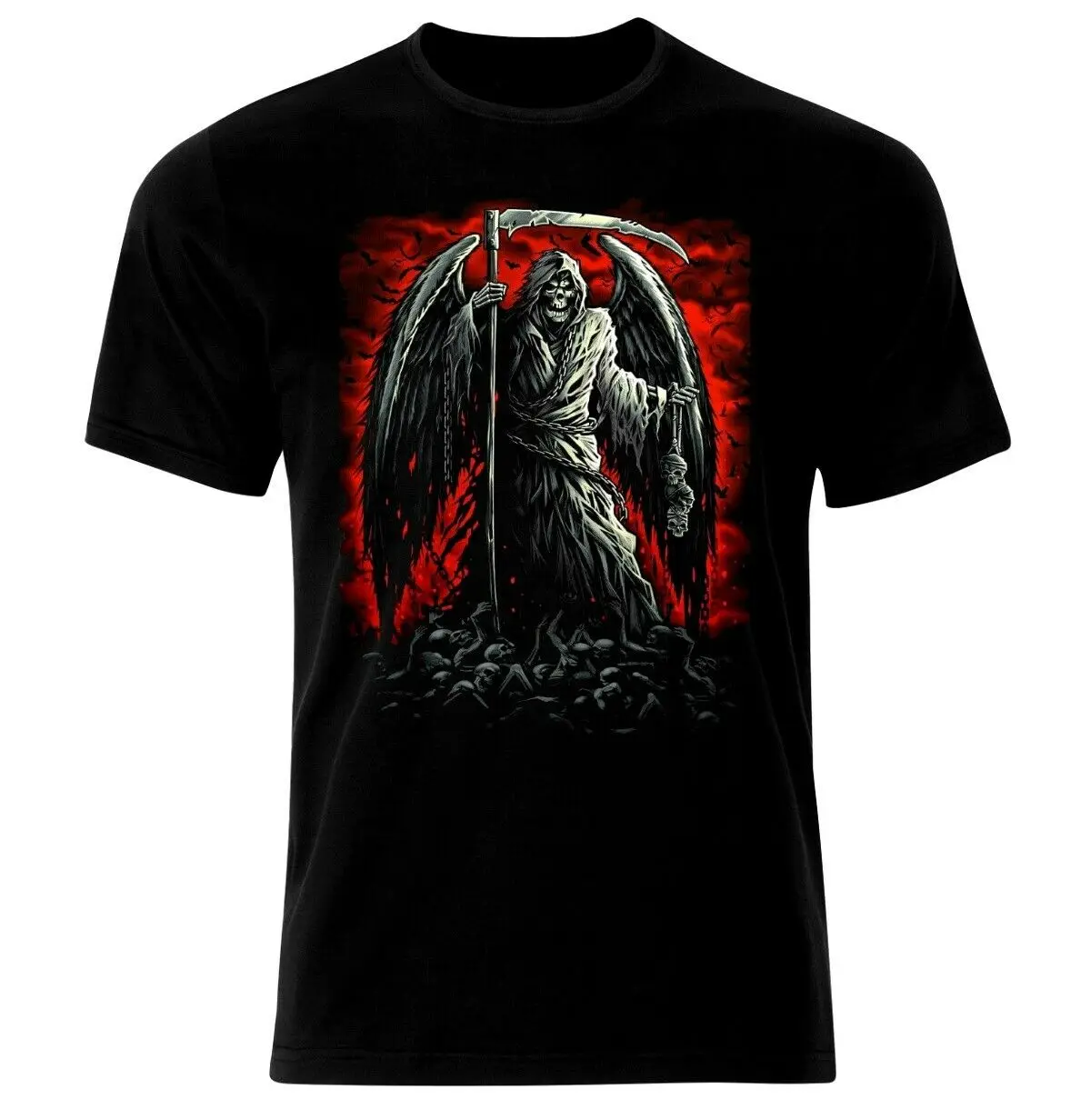 

Dark Angel Skull Tattoo Gothic T-Shirt. Summer Cotton Short Sleeve O-Neck Men's T Shirt New S-3XL