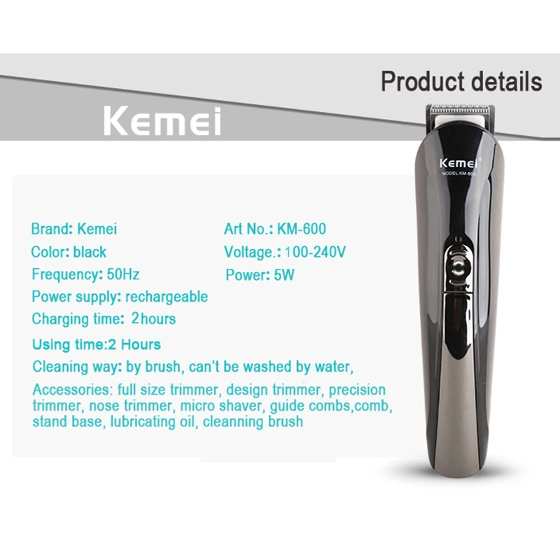 Kemei 11 In 1 Multifunction Hair Clipper Professional Trimmer for Men Electric Beard Cutting Machine KM-600 | Бытовая техника