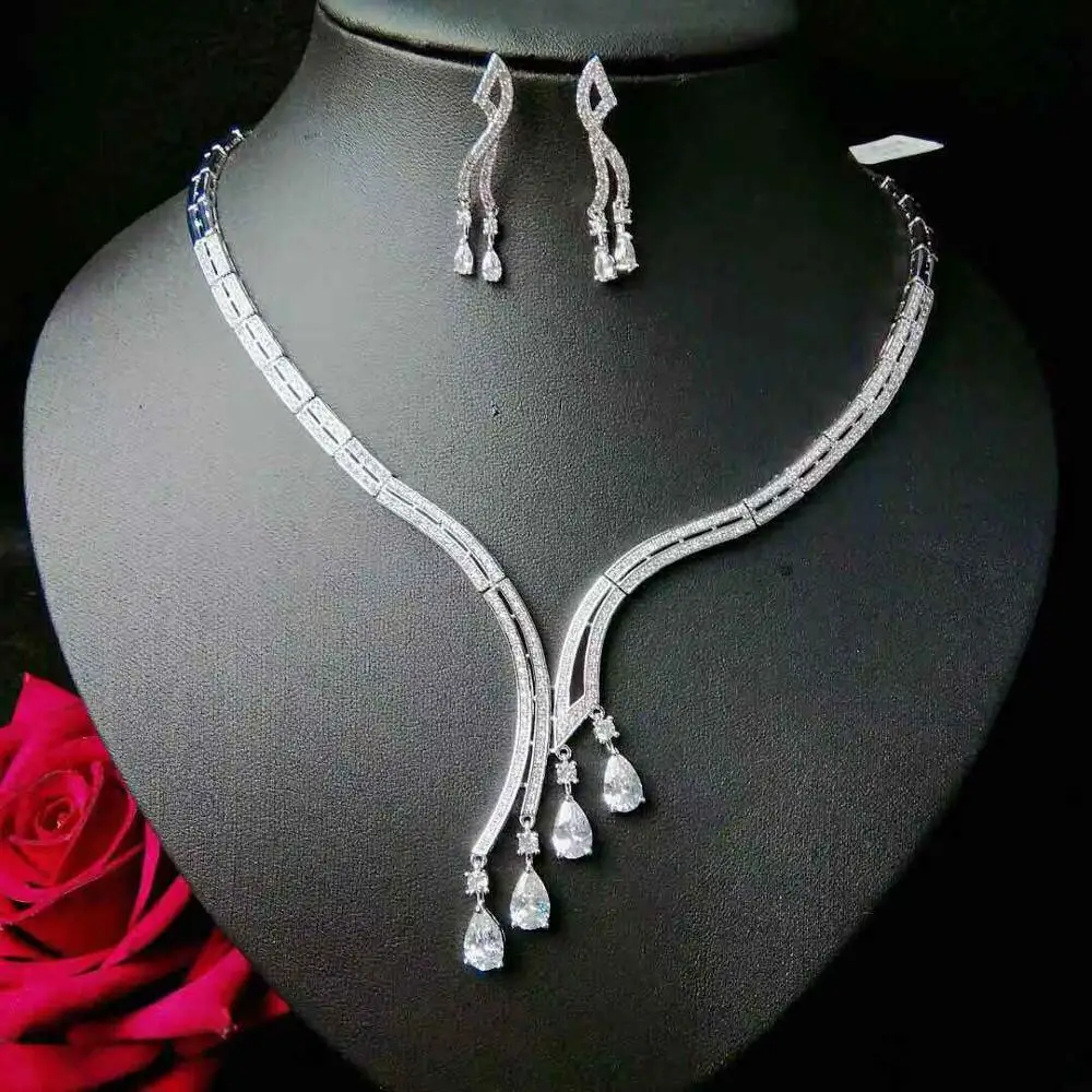 Новый свадебный ювелирный набор в виде капли воды hibridal разноцветный кубический