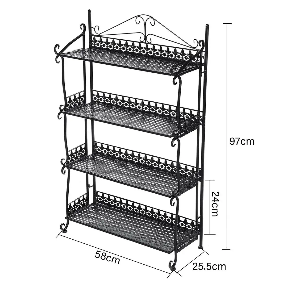 

4 Tiers Folding Kitchen Organizer Multi-use Bathroom Bedroom Rack Standing Book Shelf Garden Plant Stand Shoes Rack