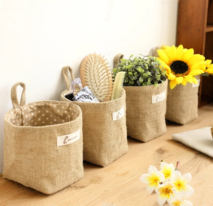 Хлопковый льняной цветочный горшок корзина для хранения органайзер цветочных