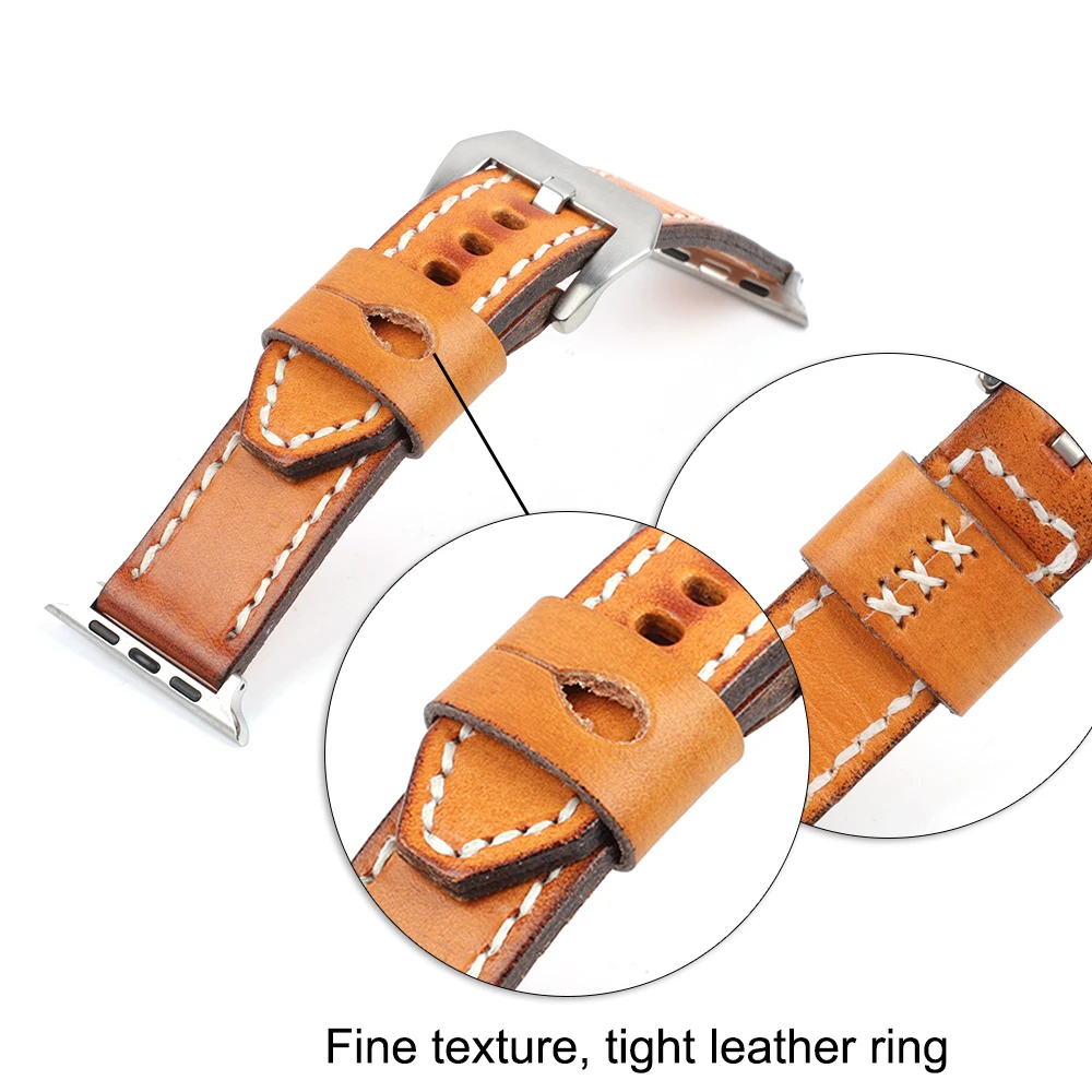 Vintage Cow Leather Band for Apple Watch 44mm 40mm 42mm 38mm Series 7 6 SE 5 4 3 for iWatch Apple Watch Strap Bracelet