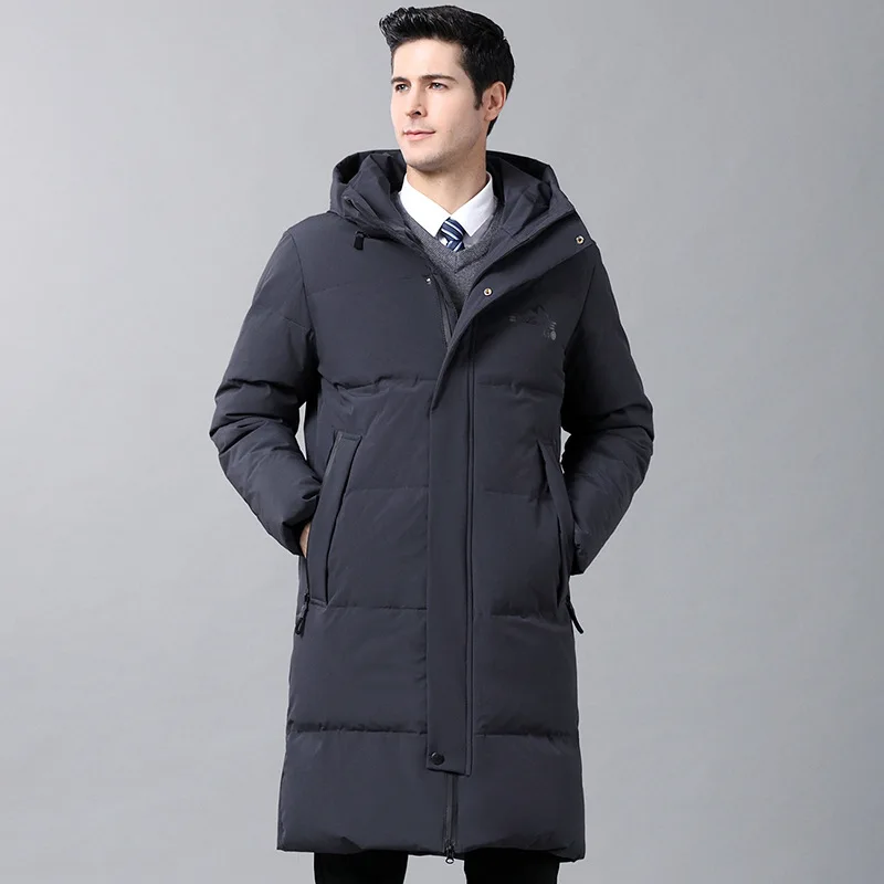 Новинка зимний длинный пуховик мужской Повседневный свободный выше колена