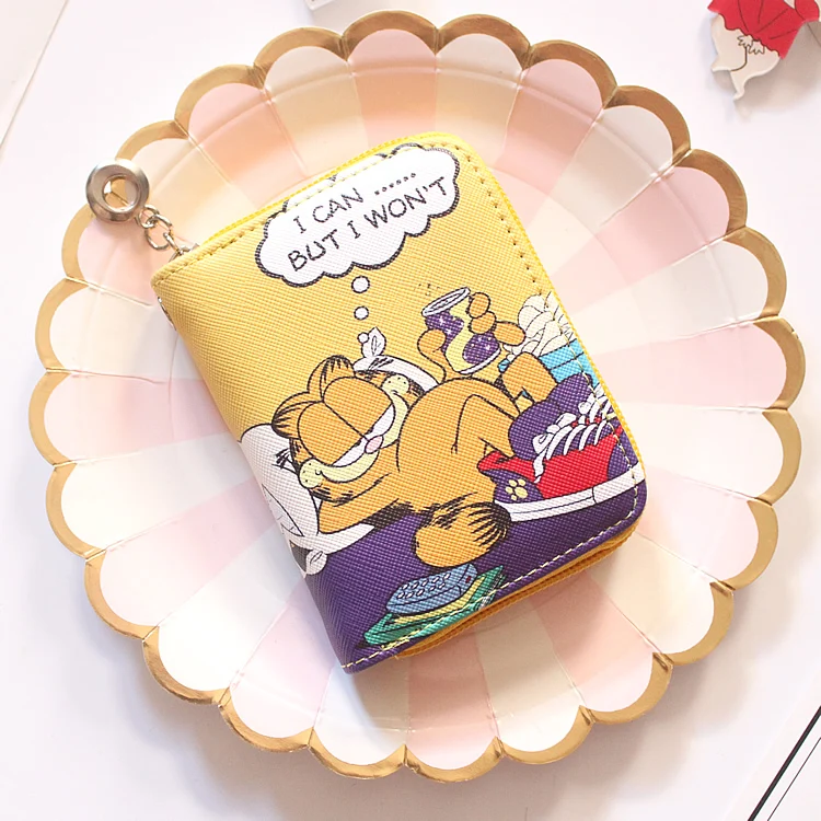 Женские мини кошельки с рисунком кота Garfield вместительный клатч из искусственной