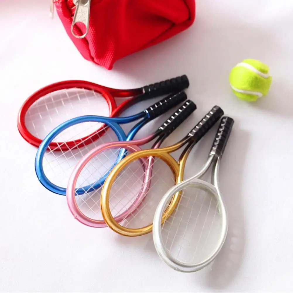 

Simulation Mini Sports Goods Tennis Racket Ball Model Set Dollhouse Accessories