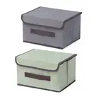 Коробка для хранения из хлопка и льна с крышкой, 2 размера, органайзер для одежды, носков, игрушек, закусок, мелочей, тканевые коробки, косметика для дома